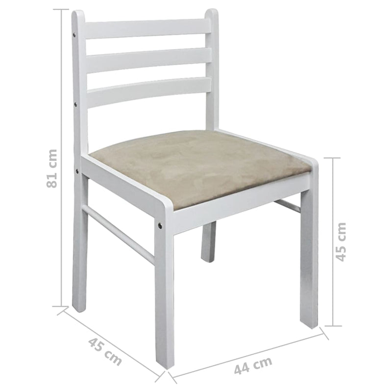 vidaXL Dining Chairs 4 pcs White Solid Rubber Wood and Velvet