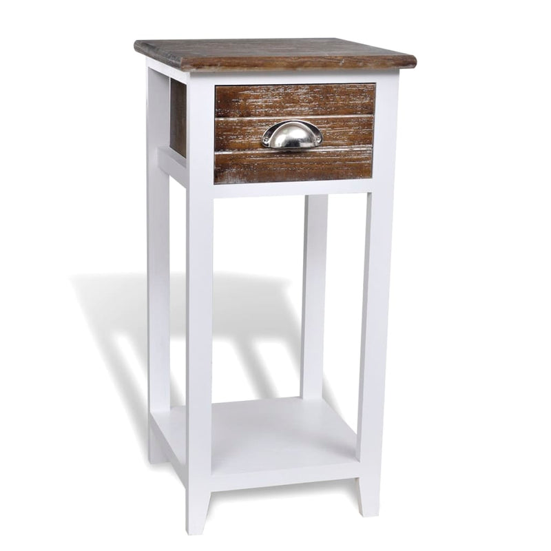 vidaXL Nightstand with 1 Drawer Brown and White