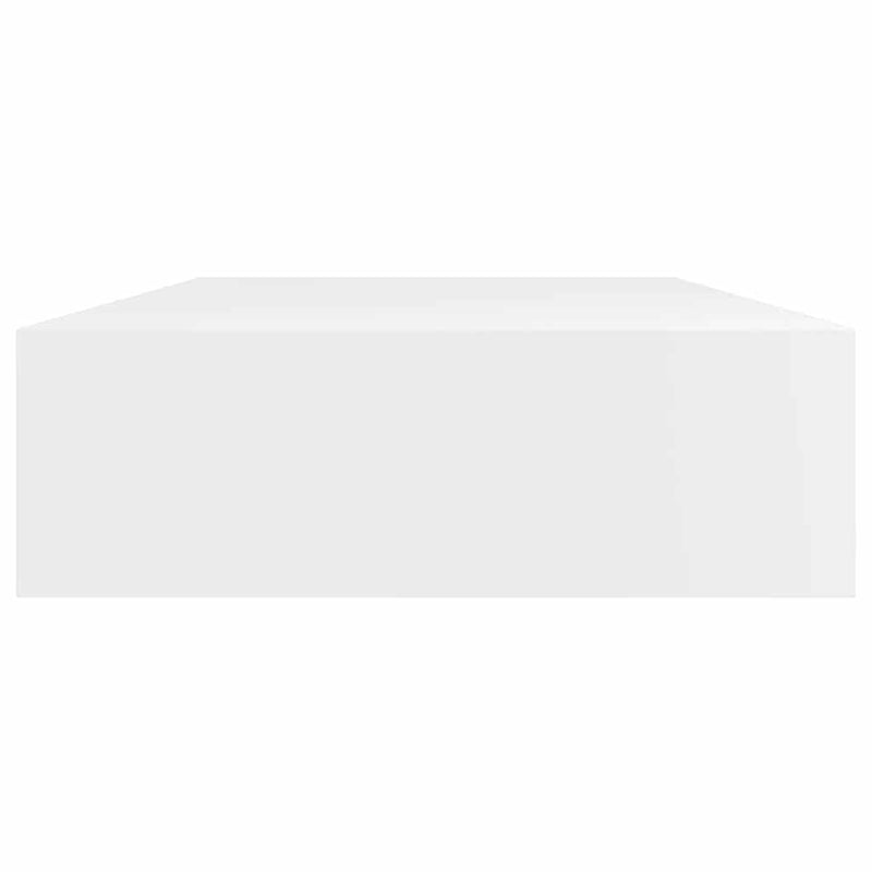 White MDF Floating Wall Display Shelf 1 Drawer Book/DVD Storage
