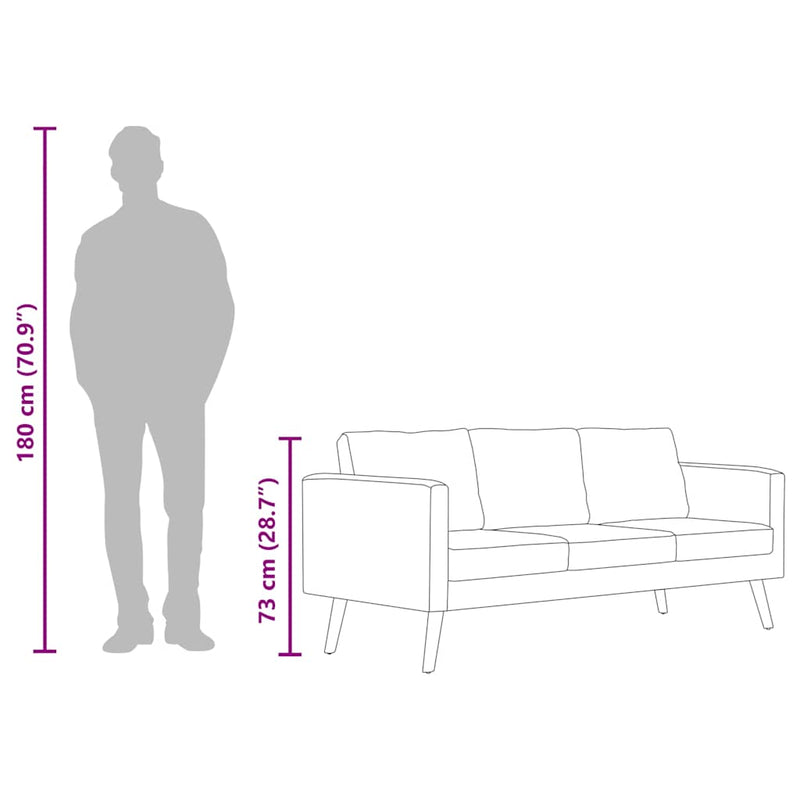 vidaXL Sofa 3-Seater Fabric Light Grey