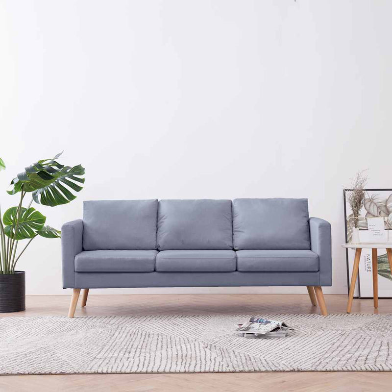 vidaXL Sofa 3-Seater Fabric Light Grey