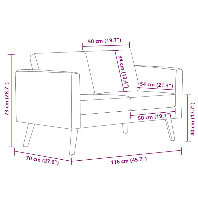 vidaXL Sofa 2-Seater Fabric Dark Grey