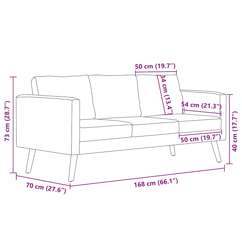 vidaXL Sofa 3-Seater Fabric Dark Grey