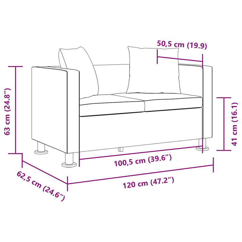 vidaXL Sofa 2-Seater Artificial Leather Black