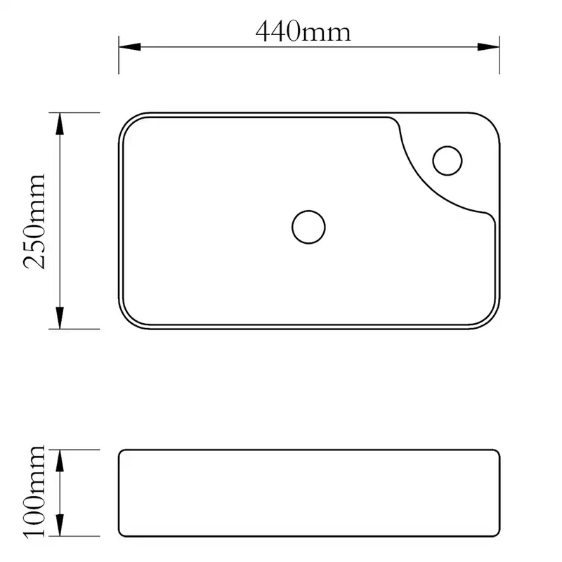 Ceramic Bathroom Sink Basin with Faucet Hole White