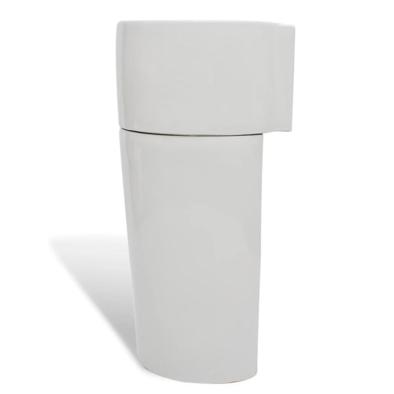 vidaXL Ceramic Stand Bathroom Sink Basin Faucet/Overflow Hole White