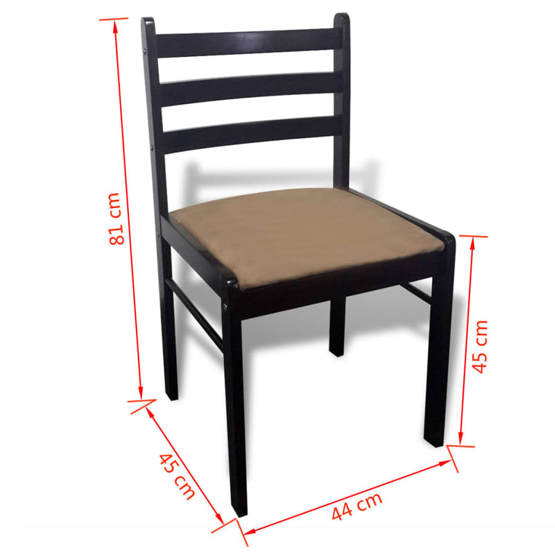 vidaXL Dining Chairs 6 pcs Brown Solid Wood and Velvet