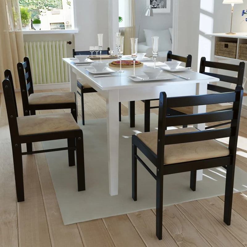 vidaXL Dining Chairs 6 pcs Brown Solid Wood and Velvet