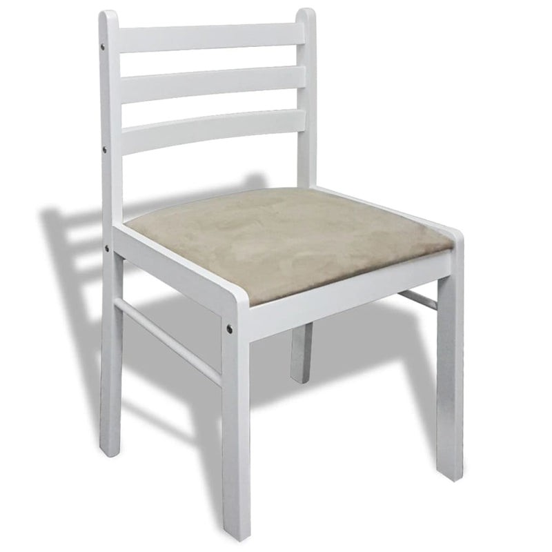 vidaXL Dining Chairs 6 pcs White Solid Wood and Velvet