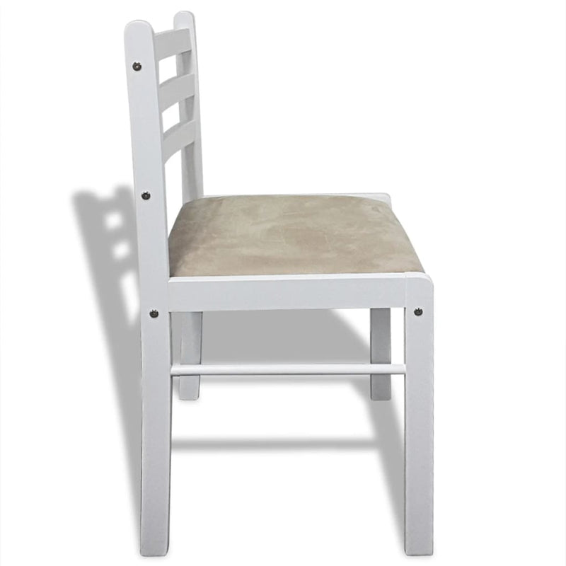 vidaXL Dining Chairs 6 pcs White Solid Wood and Velvet