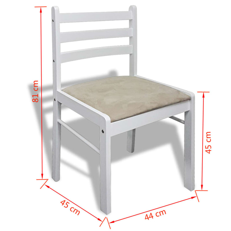 vidaXL Dining Chairs 6 pcs White Solid Wood and Velvet