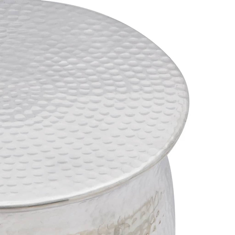 vidaXL Hammered Aluminium Stool/Side Table Silver