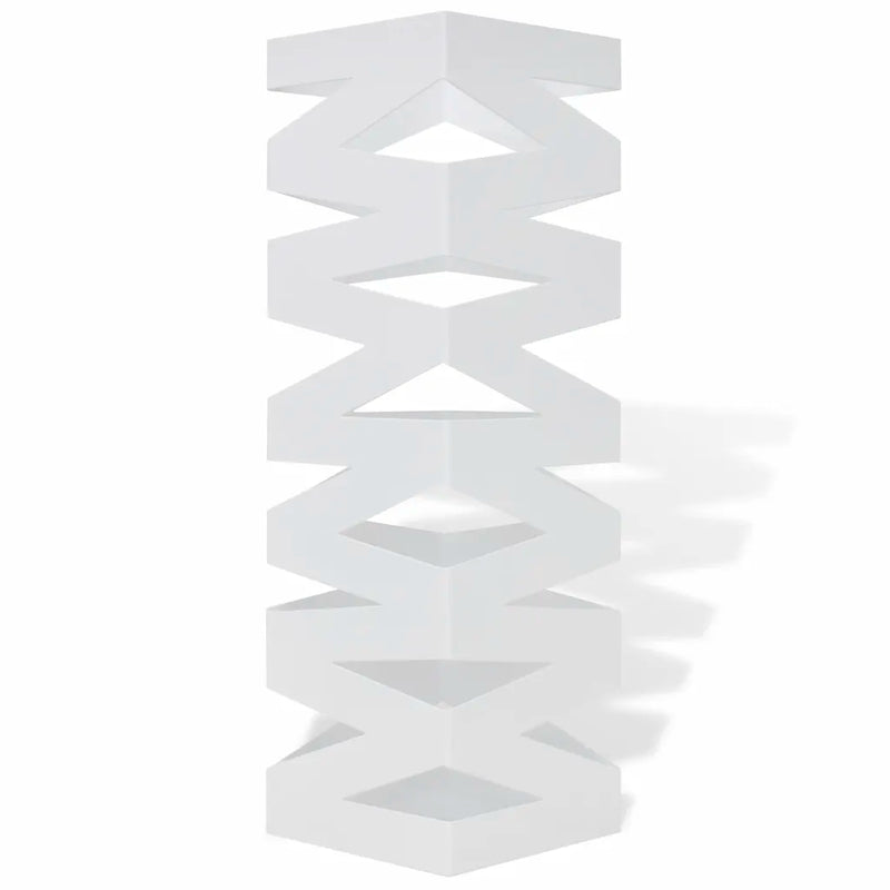 White Square Umbrella Stand Storage Holder Walking Stick Steel 48.5 cm