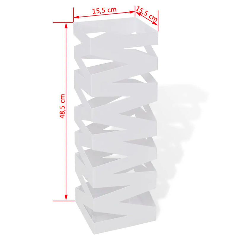 White Square Umbrella Stand Storage Holder Walking Stick Steel 48.5 cm