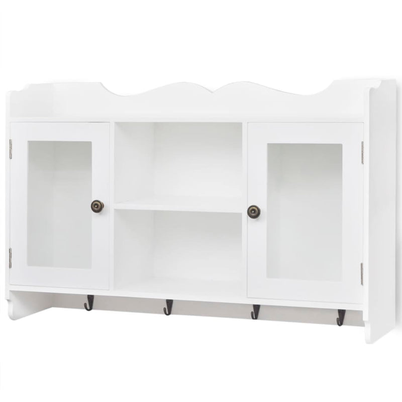 Wall Cabinet Display Shelf Book/DVD/Glass Storage White MDF