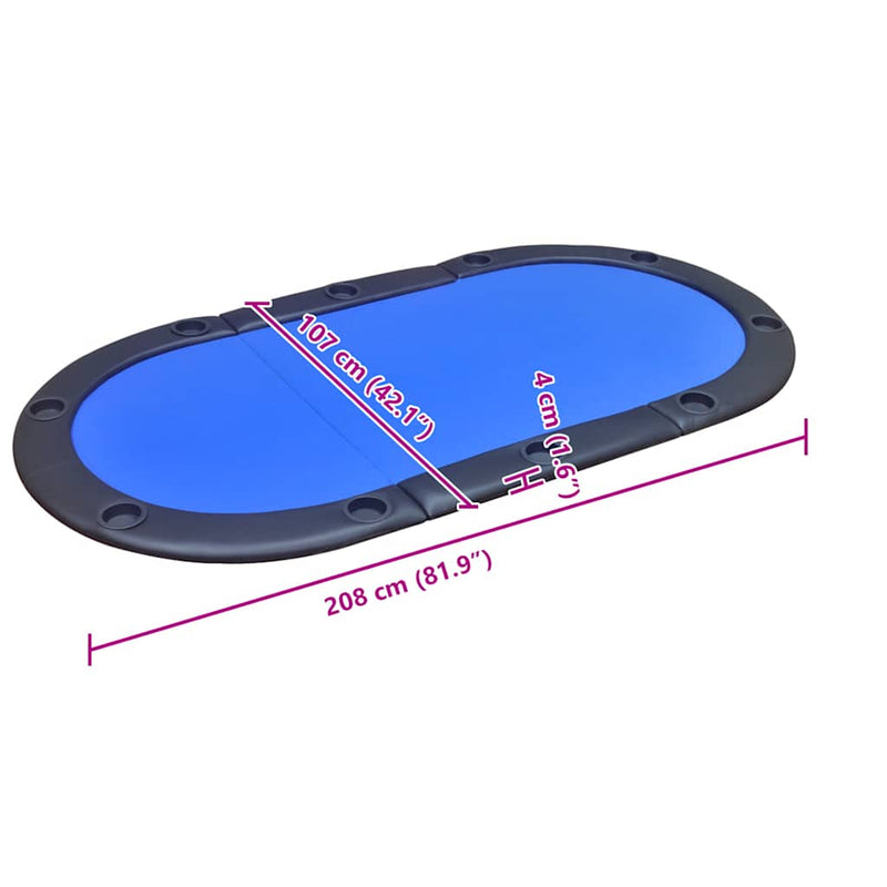 vidaXL 10-Player Foldable Poker Tabletop Blue