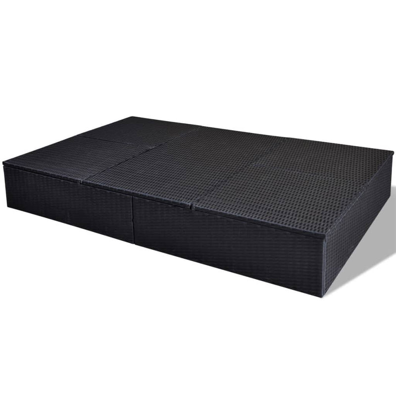vidaXL Double Sun Lounger with Cushion Poly Rattan Black