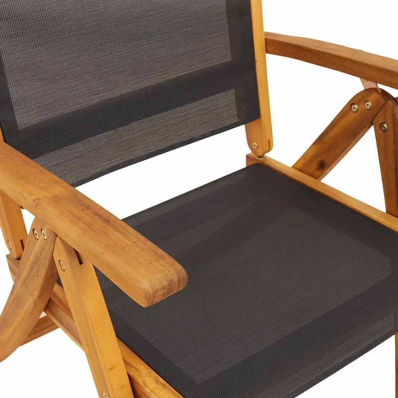 vidaXL Folding Garden Chairs 2 pcs Solid Acacia Wood and Textilene