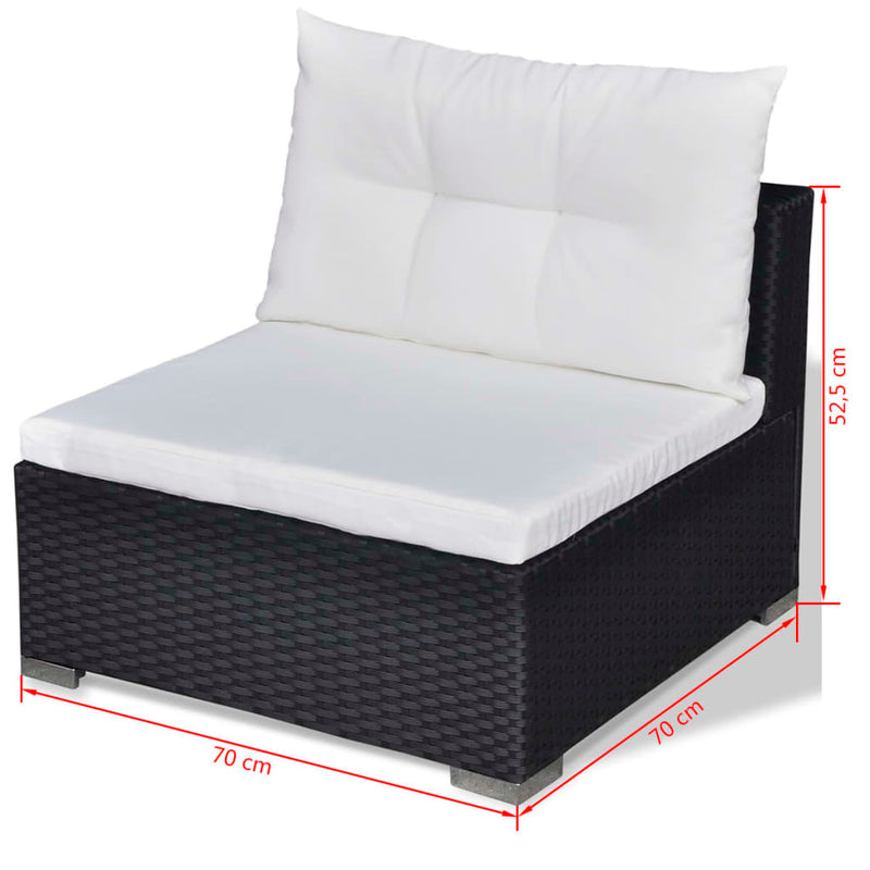 vidaXL 5 Piece Garden Lounge Set with Cushions Poly Rattan Black