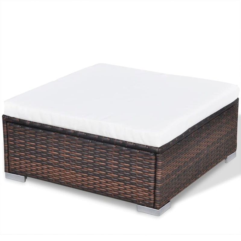 vidaXL 10 Piece Garden Lounge Set with Cushions Poly Rattan Brown