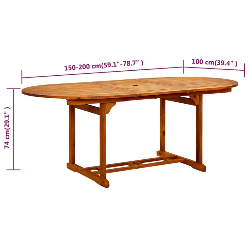 vidaXL Garden Table 200x100x75 cm Solid Wood Acacia