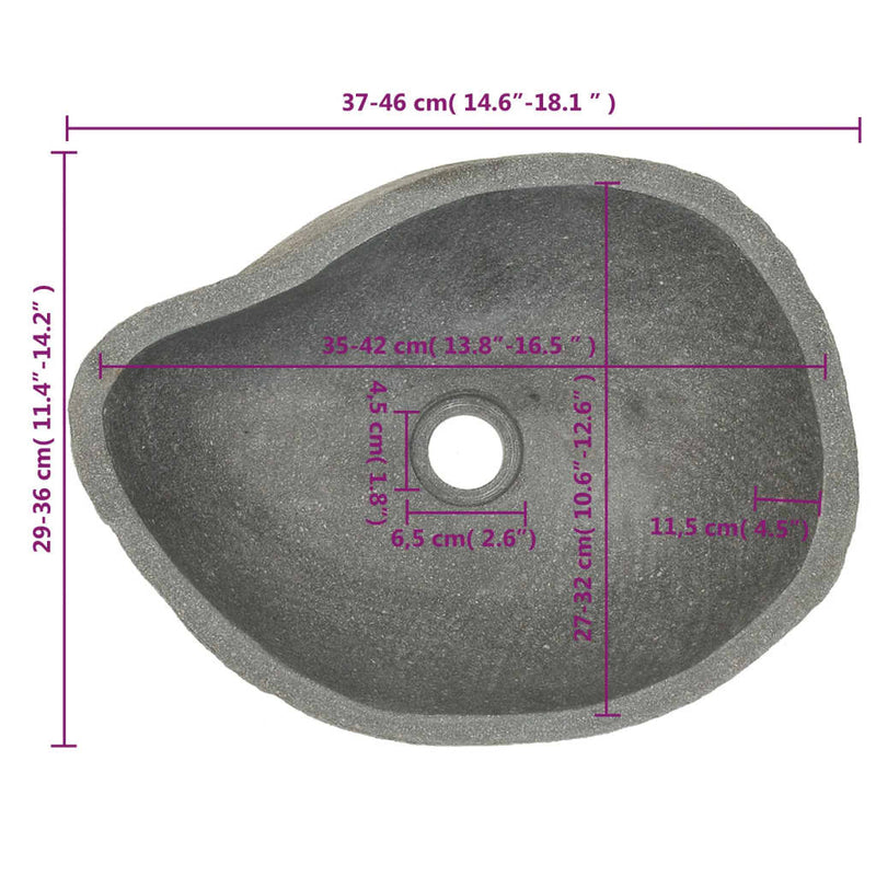 vidaXL Basin River Stone Oval (36-46)x(29-36) cm
