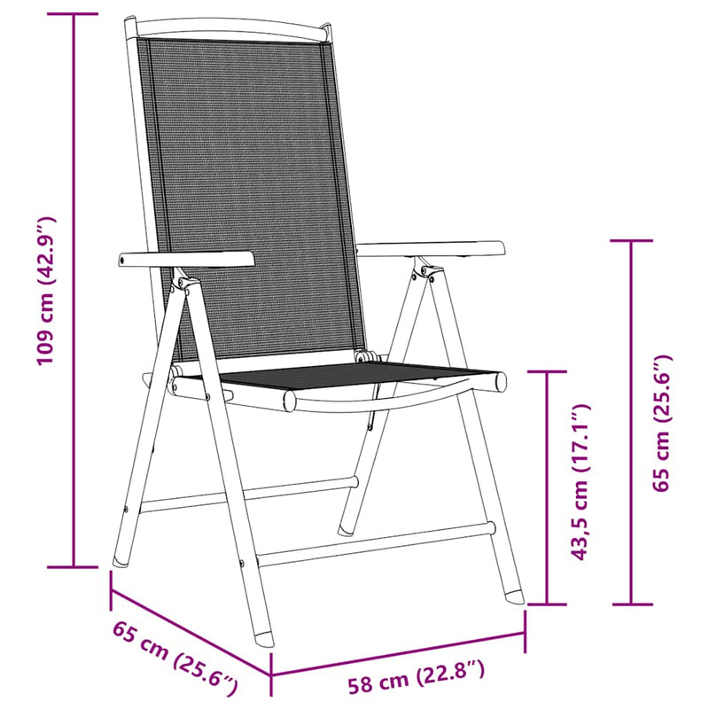 vidaXL Folding Garden Chairs 4 pcs Aluminium and Textilene Black