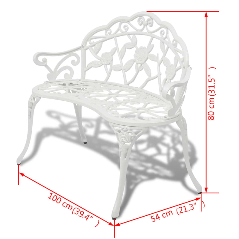 vidaXL Garden Bench 100 cm Cast Aluminium White