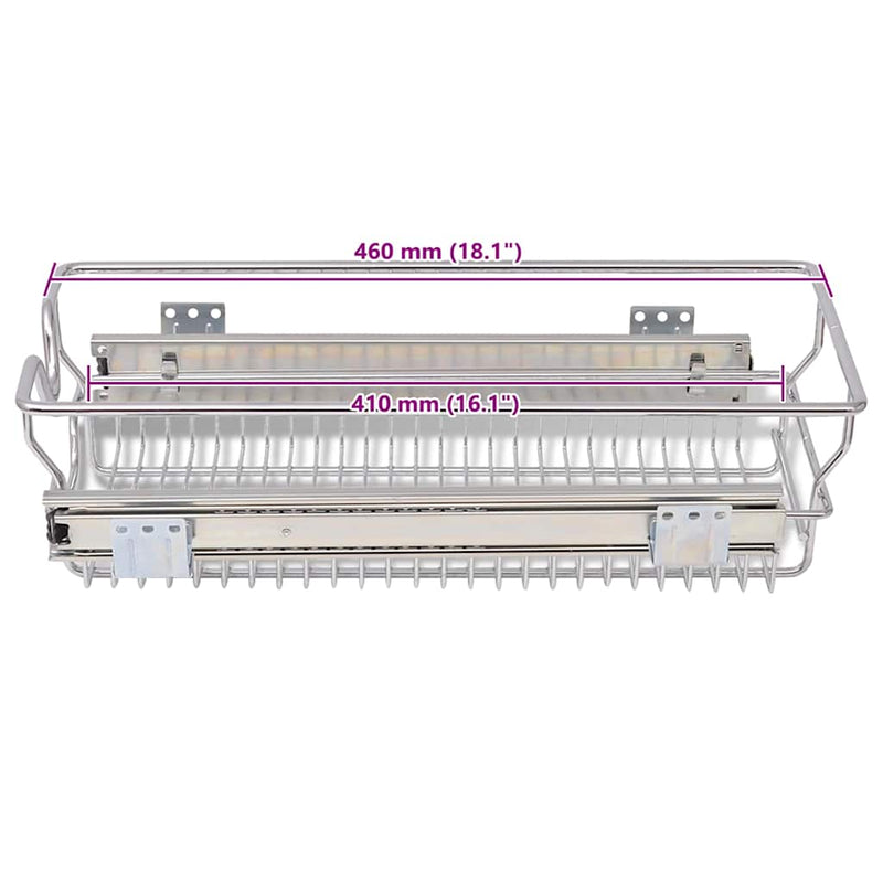 vidaXL Pull-Out Wire Baskets 2 pcs Silver 300 mm