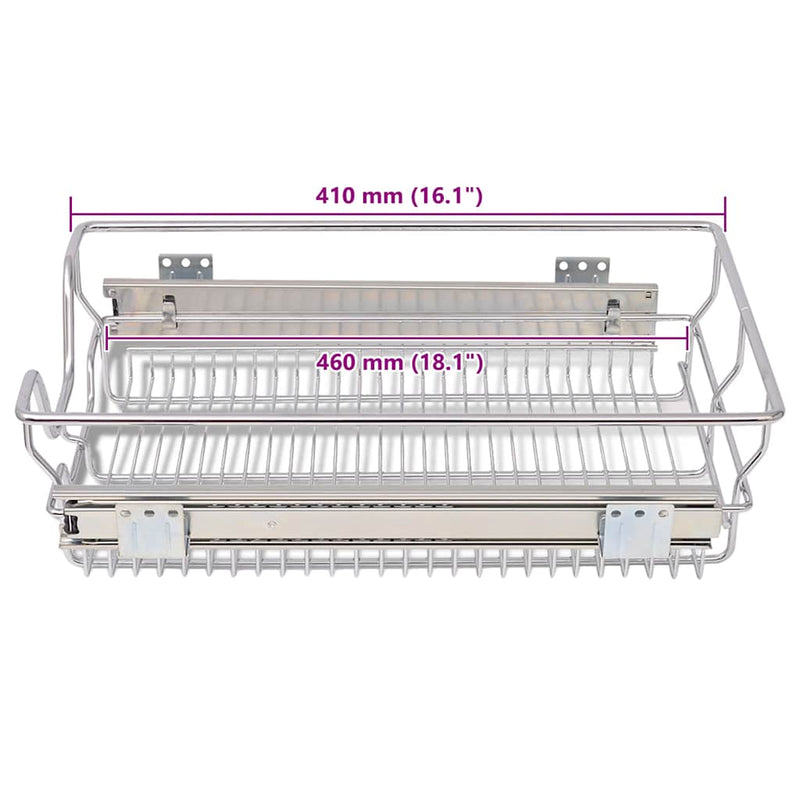 vidaXL Pull-Out Wire Baskets 2 pcs Silver 400 mm