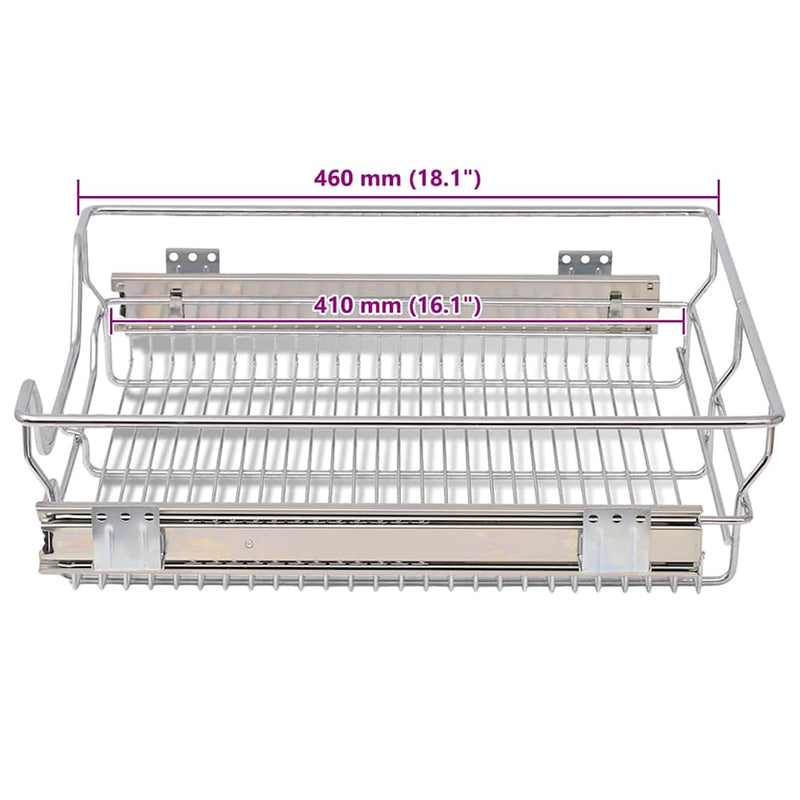 vidaXL Pull-Out Wire Baskets 2 pcs Silver 500 mm