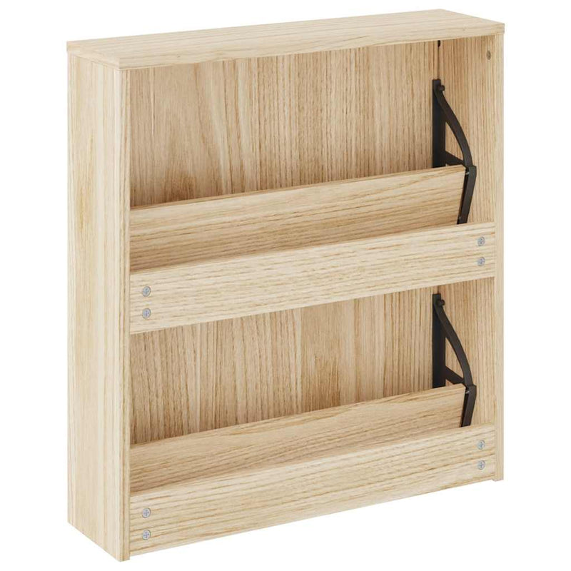 Shoe Cabinet 2-Layer Mirror Oak 63x17x67 cm