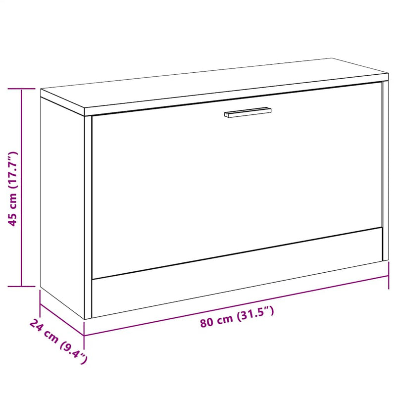 Shoe Storage Bench Oak 80x24x45 cm