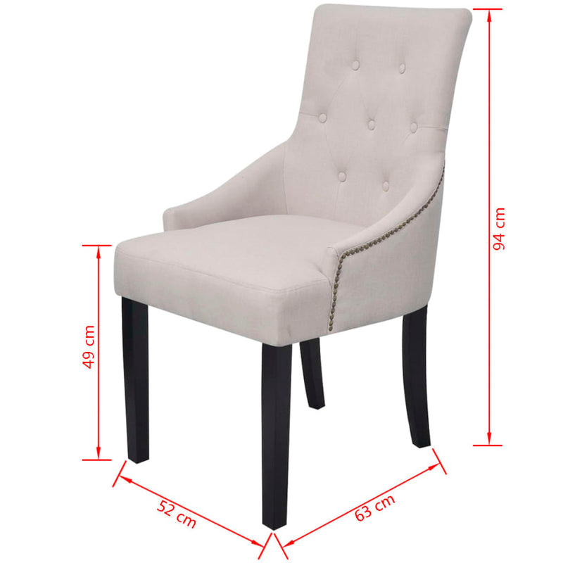 vidaXL Dining Chairs 4 pcs Cream Grey Fabric
