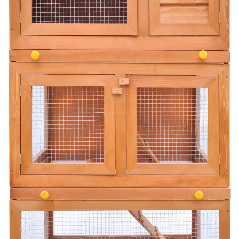 vidaXL Outdoor Rabbit Hutch Wooden Cage 3 Layers