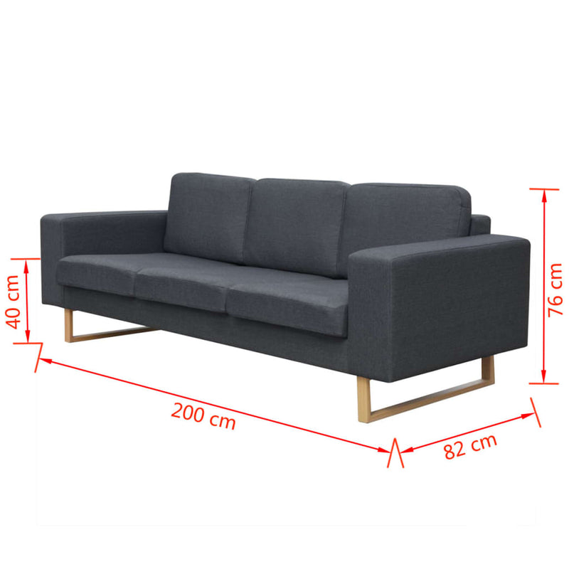 vidaXL 2-Seater and 3-Seater Sofa Set Dark Grey
