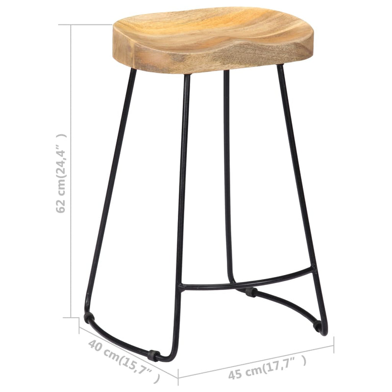 Bar Stools 2 Pcs Solid Wood