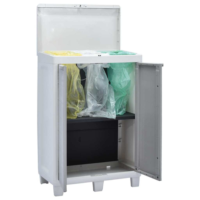 vidaXL Garden Dustbin with 3 Bags Light Grey 65x38x102 cm