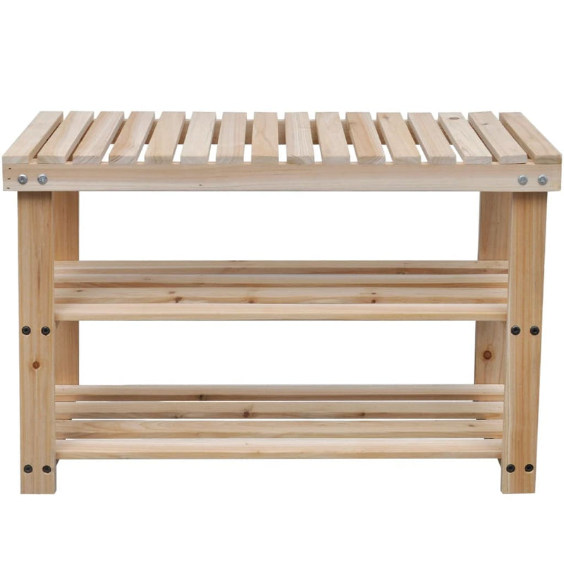 2-in-1 Shoe Rack with Bench Top 2 pcs Solid Wood