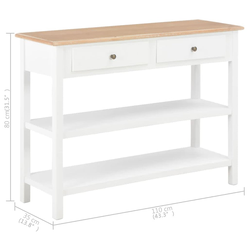 vidaXL Sideboard White 110x35x80 cm MDF