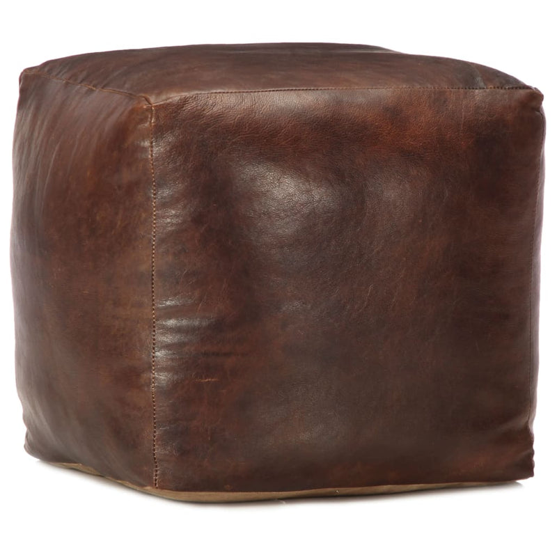 Pouffe Dark Brown 40x40x40 cm Genuine Goat Leather