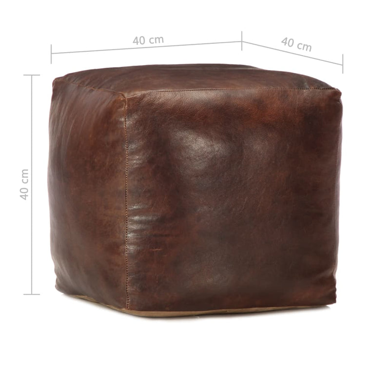 Pouffe Dark Brown 40x40x40 cm Genuine Goat Leather