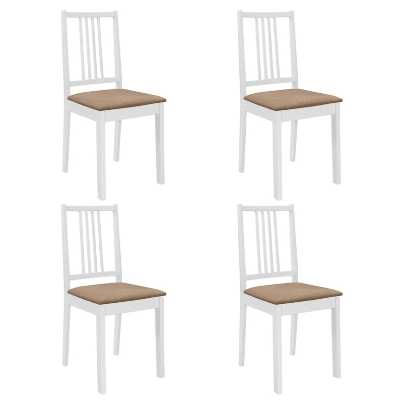 vidaXL Dining Chairs with Cushions 4 pcs White Solid Wood