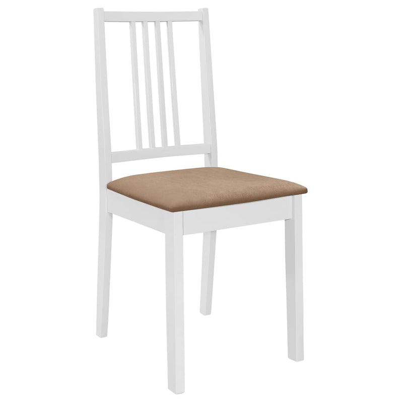 vidaXL Dining Chairs with Cushions 4 pcs White Solid Wood