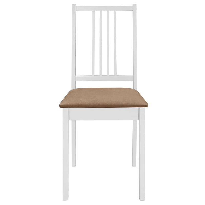 vidaXL Dining Chairs with Cushions 4 pcs White Solid Wood