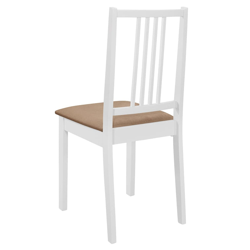 vidaXL Dining Chairs with Cushions 4 pcs White Solid Wood