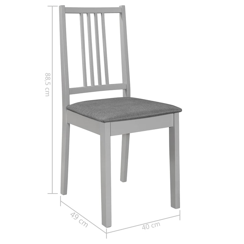 vidaXL Dining Chairs with Cushions 4 pcs Grey Solid Wood