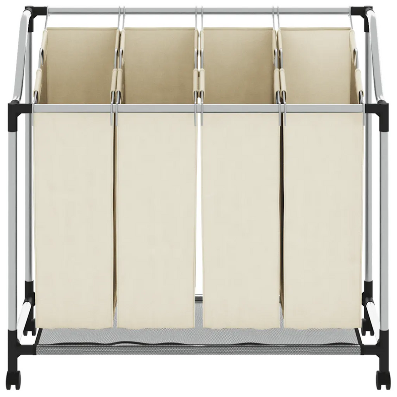 Laundry Sorter with 4 Bags Cream Steel