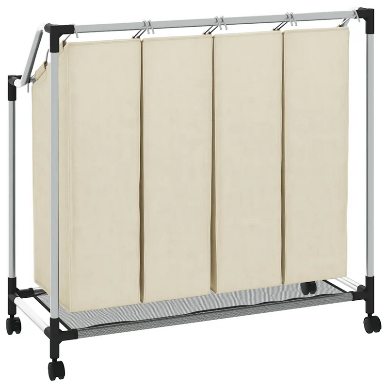 Laundry Sorter with 4 Bags Cream Steel