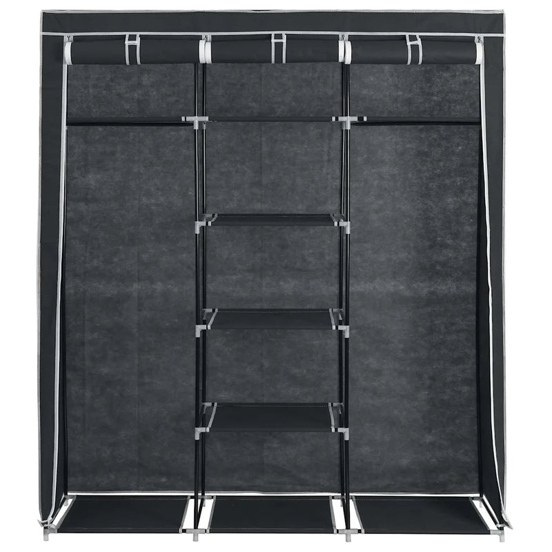 Wardrobe with Compartments and Rods Black 150x45x175 cm Fabric